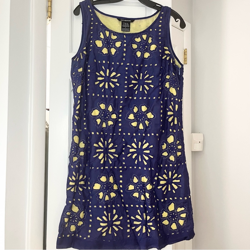 KAS New York Blue and White Sleeveless Sundress